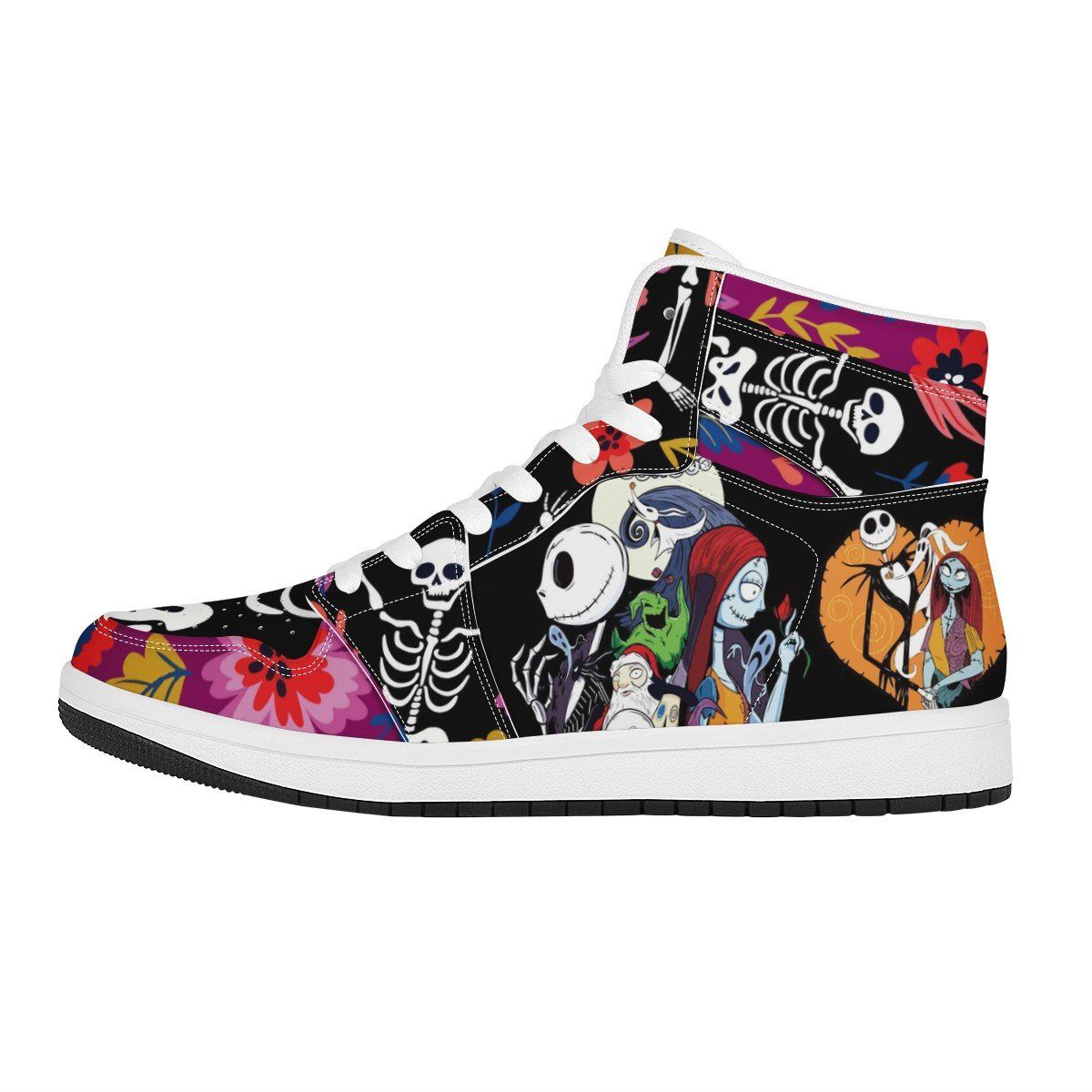 The Nightmare Before Christmas High Top Leather Sneaker Custom jordan 1, Horror, Jack Skellington noxfan Women US5.5 (EU36) 