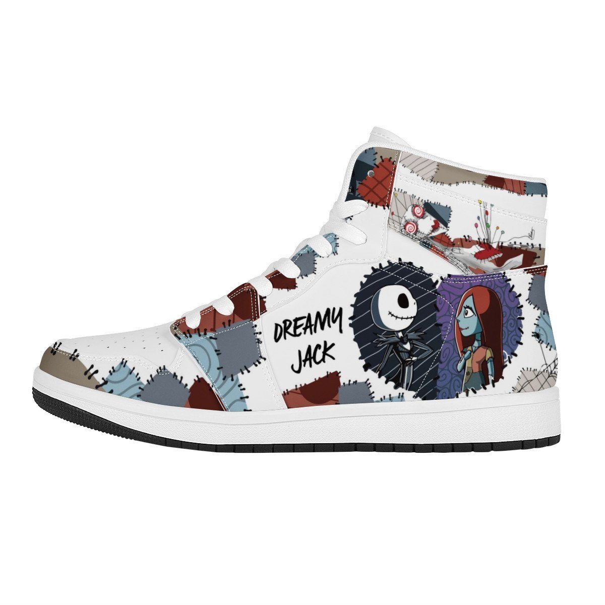 The Nightmare Before Christmas High Top Leather Sneaker Custom Jordan 1, Horror, The Nightmare Before Christmas noxfan Women US5.5 (EU36) 