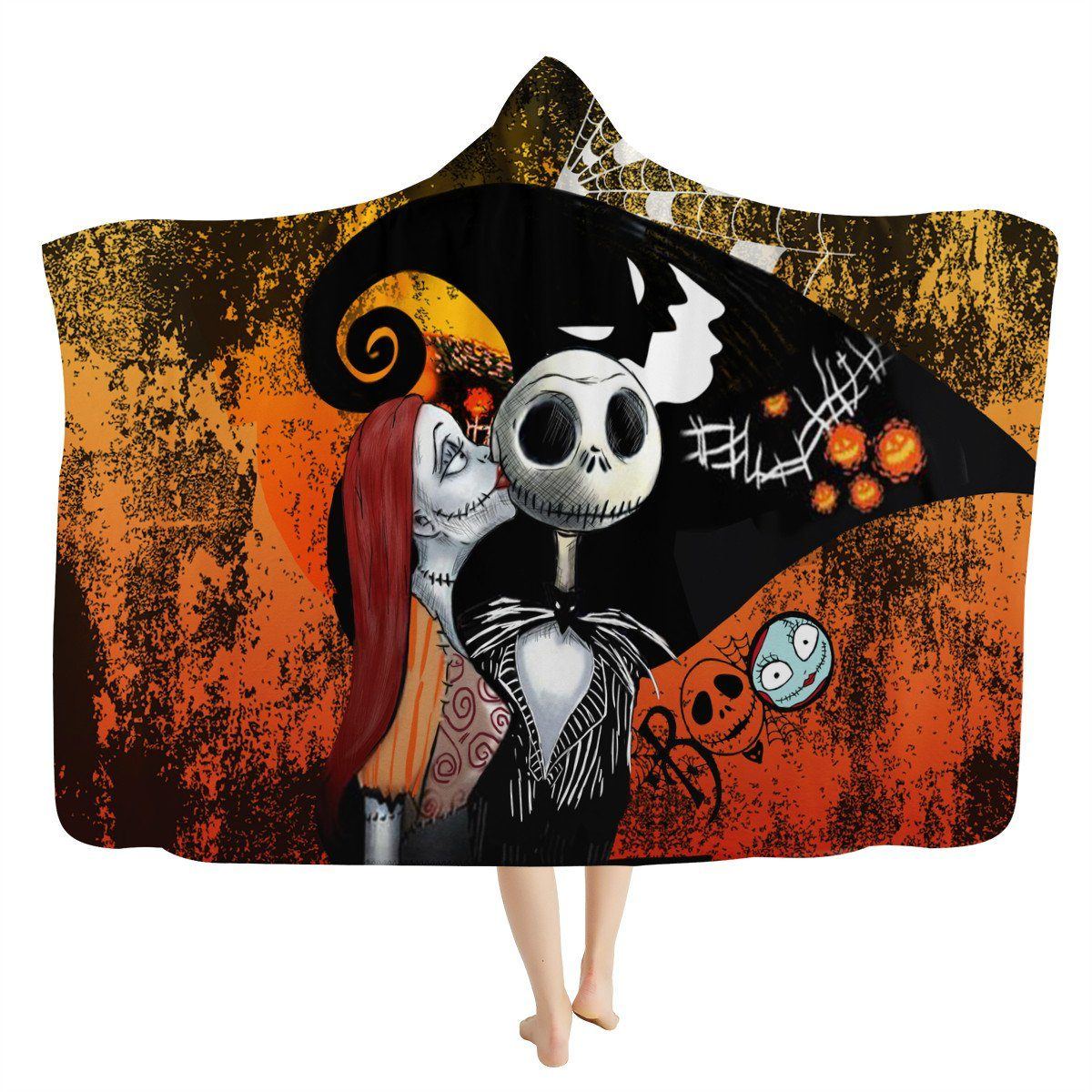 The Nightmare Before Christmas Hooded Blanket Hooded Blanket, Horror, The Nightmare Before Christmas noxfan Kids (45"T x 60"W) 