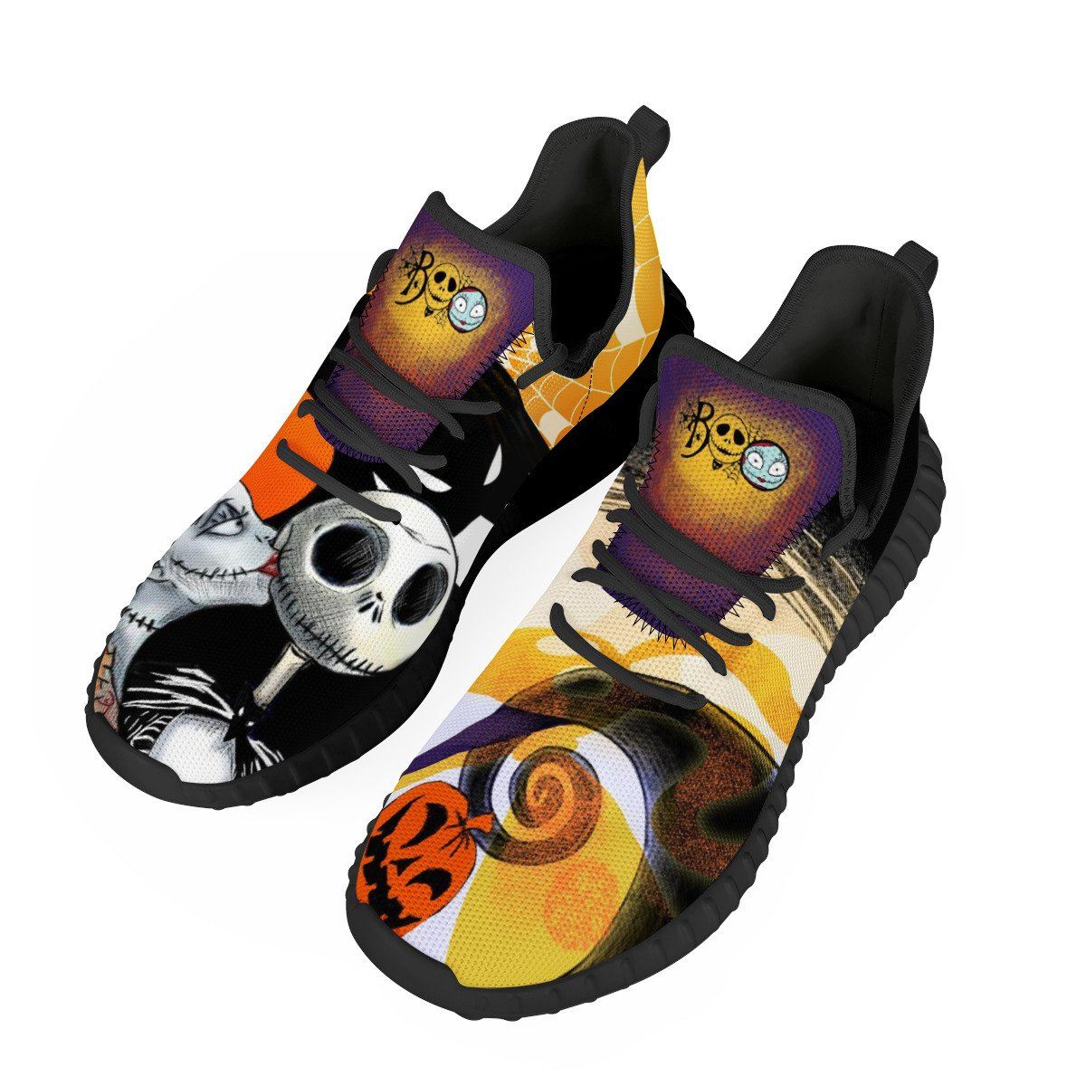 The Nightmare Before Christmas Mesh Knit Sneakers Yeezy, Horror, The Nightmare Before Christmas noxfan Women US5 (EU35) 