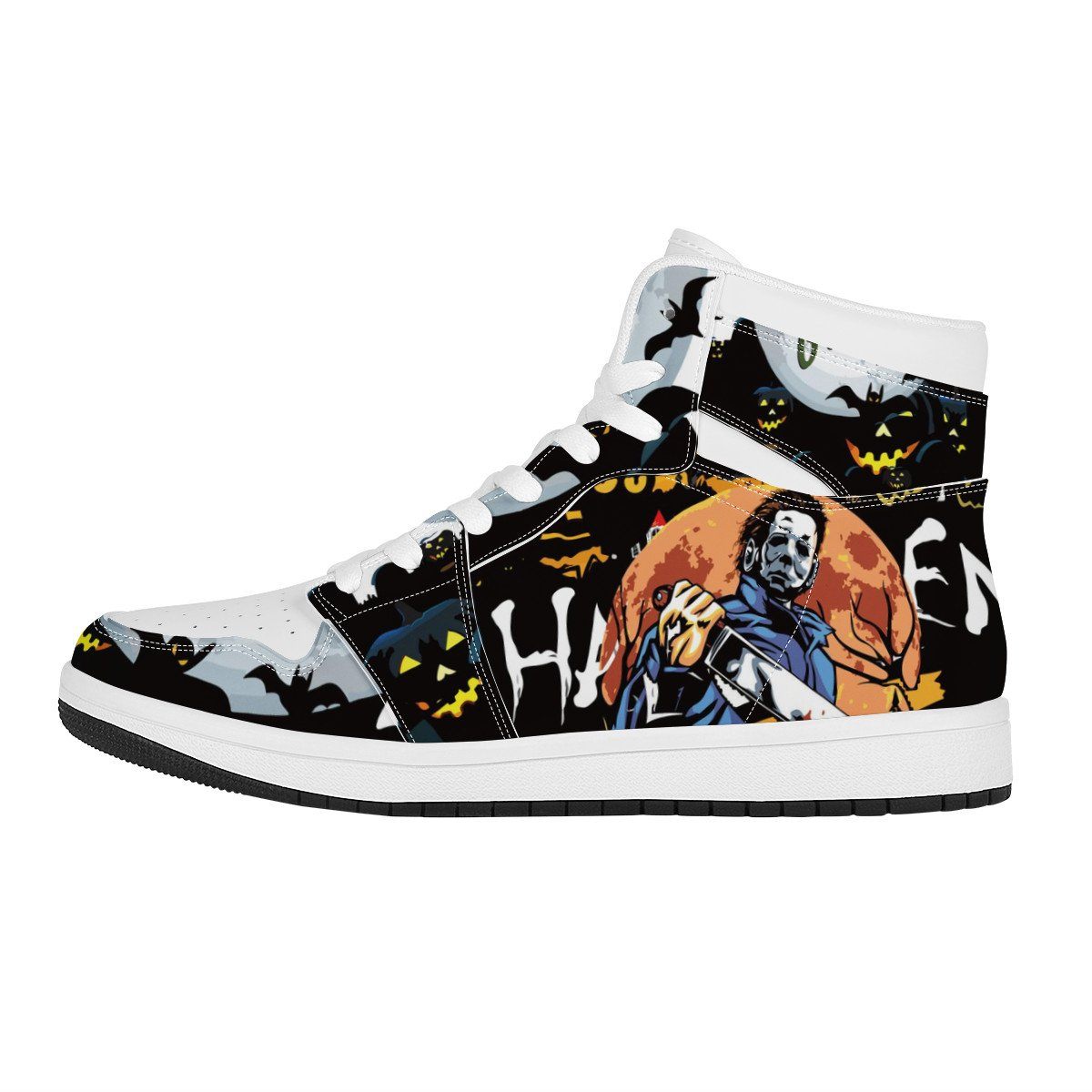 The Shape High Top Leather Sneaker Custom Jordan 1, Horror, Michael Myers noxfan Women US5.5 (EU36) 